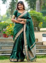 Banarasi Silk Green Party Wear Weaving Saree